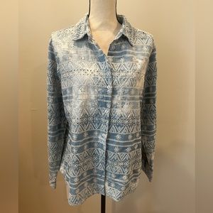 NWT SOFT SURROUNDINGS L FADED DENIM SHIRT